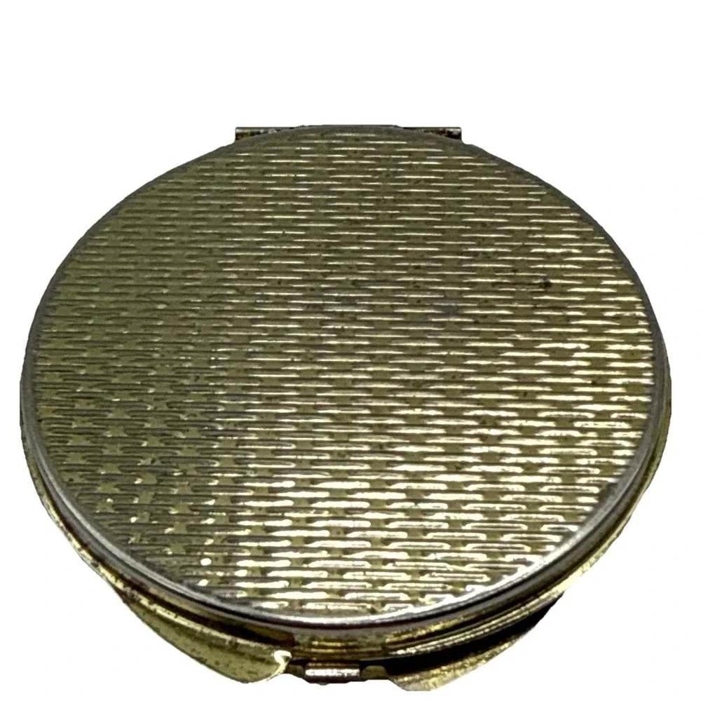 Vintage metal makeup mirror compact 